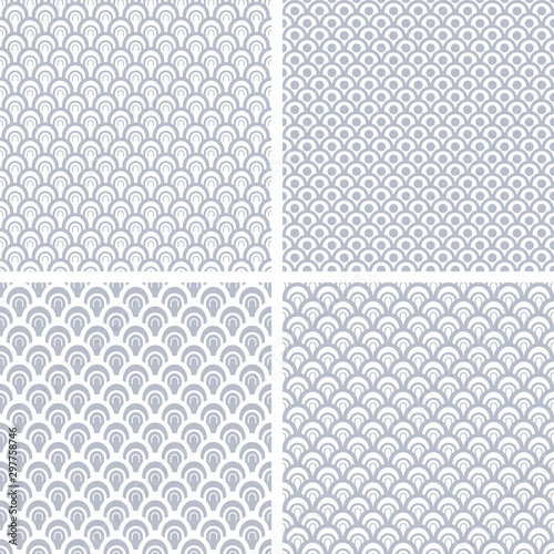 Seamless patterns set. Geometric monochrome textures.