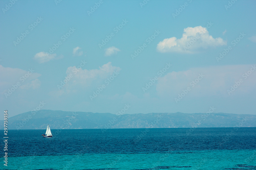 Fototapeta premium yacht on the blue sea in summer