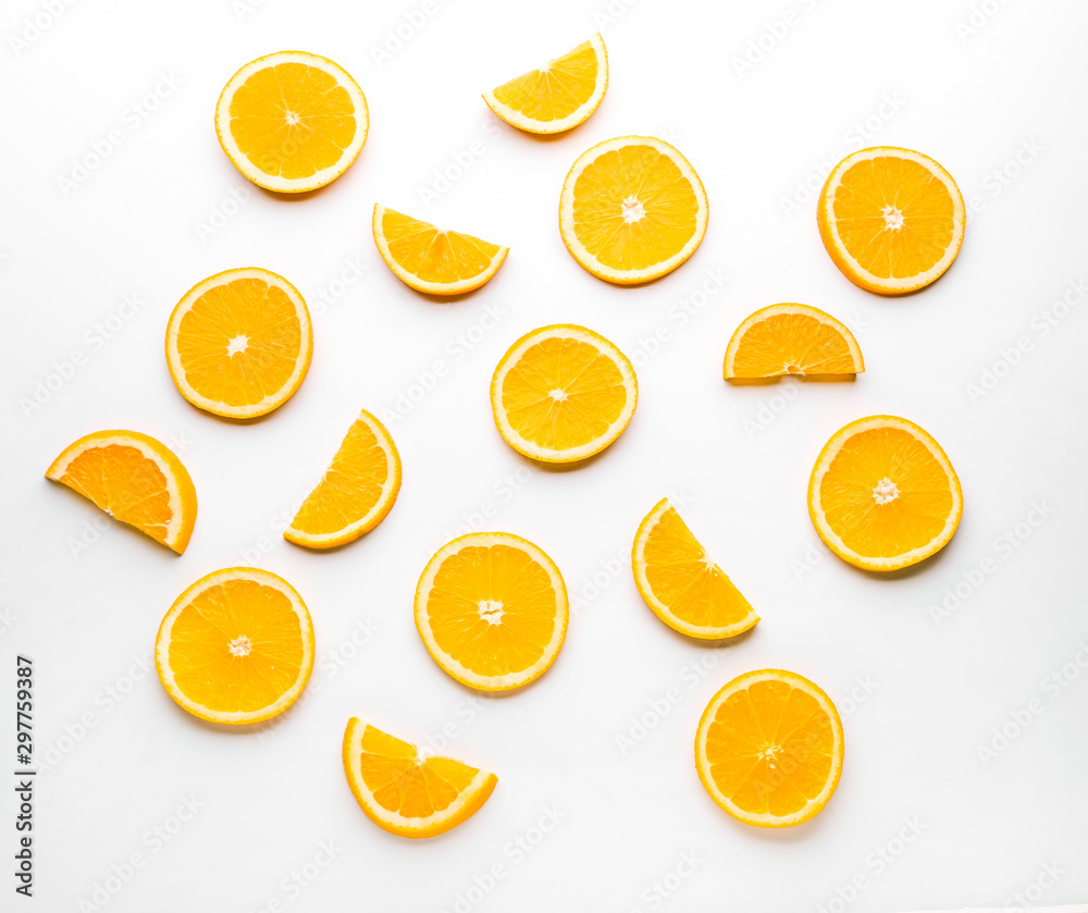 Fresh orange slices on white background Fresh orange slices on white background
