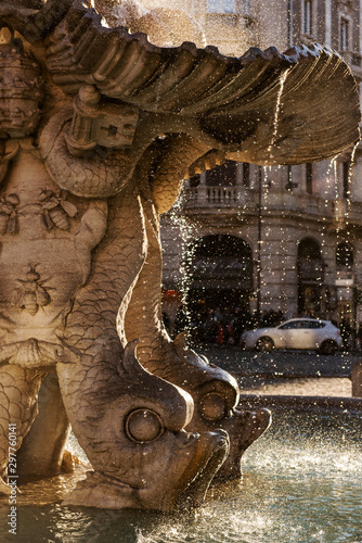 Rome  Baroque style Triton Fountain in Piazza Barberini. Italy