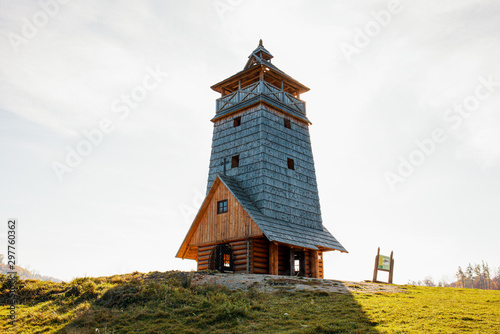 Wooden sightseeing tower in Zbojska, central Slovakia, Europe photo