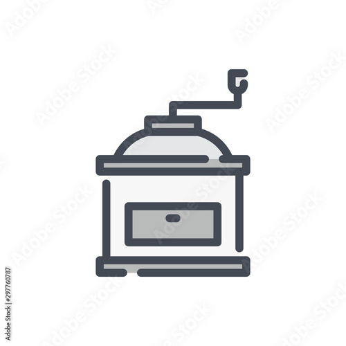 Сoffee grinder color line icon. coffee mill vector outline colorful sign.