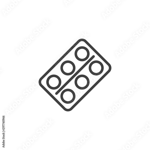 Pill blister line icon. Medical drug package linear style sign for mobile concept and web design. Tablets pack outline vector icon. Symbol, logo illustration. Vector graphics