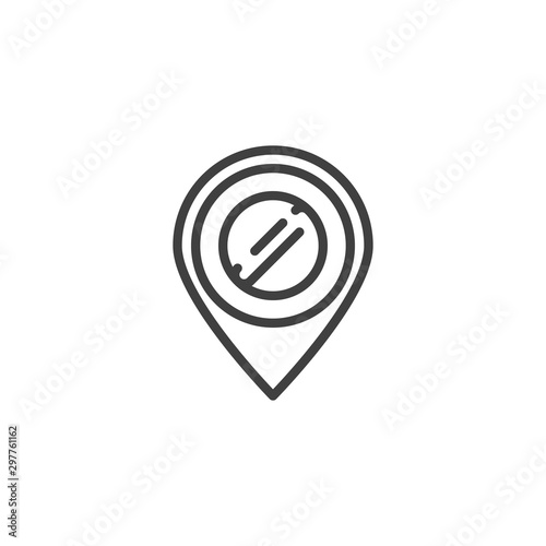 Pharmacy map marker line icon. linear style sign for mobile concept and web design. Drugstore location pin outline vector icon. Symbol, logo illustration. Vector graphics