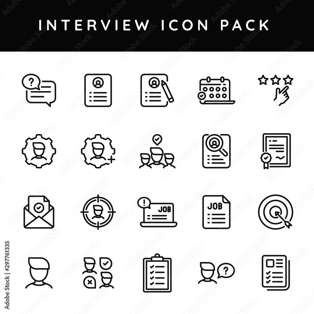 Line art illustration of Interview icon pack. Line art illustration of Interview icon pack.