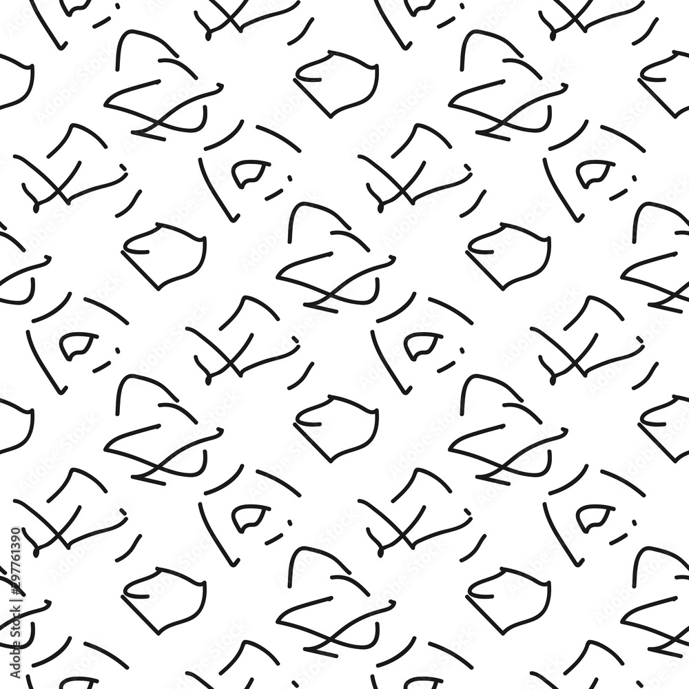 Seamless graphic pattern with doodles. Black and white square backdrop. Seamless graphic pattern with doodles. Black and white square backdrop.
