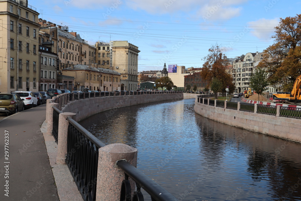 Naklejka premium Karpovka river, Saint-Petersburg