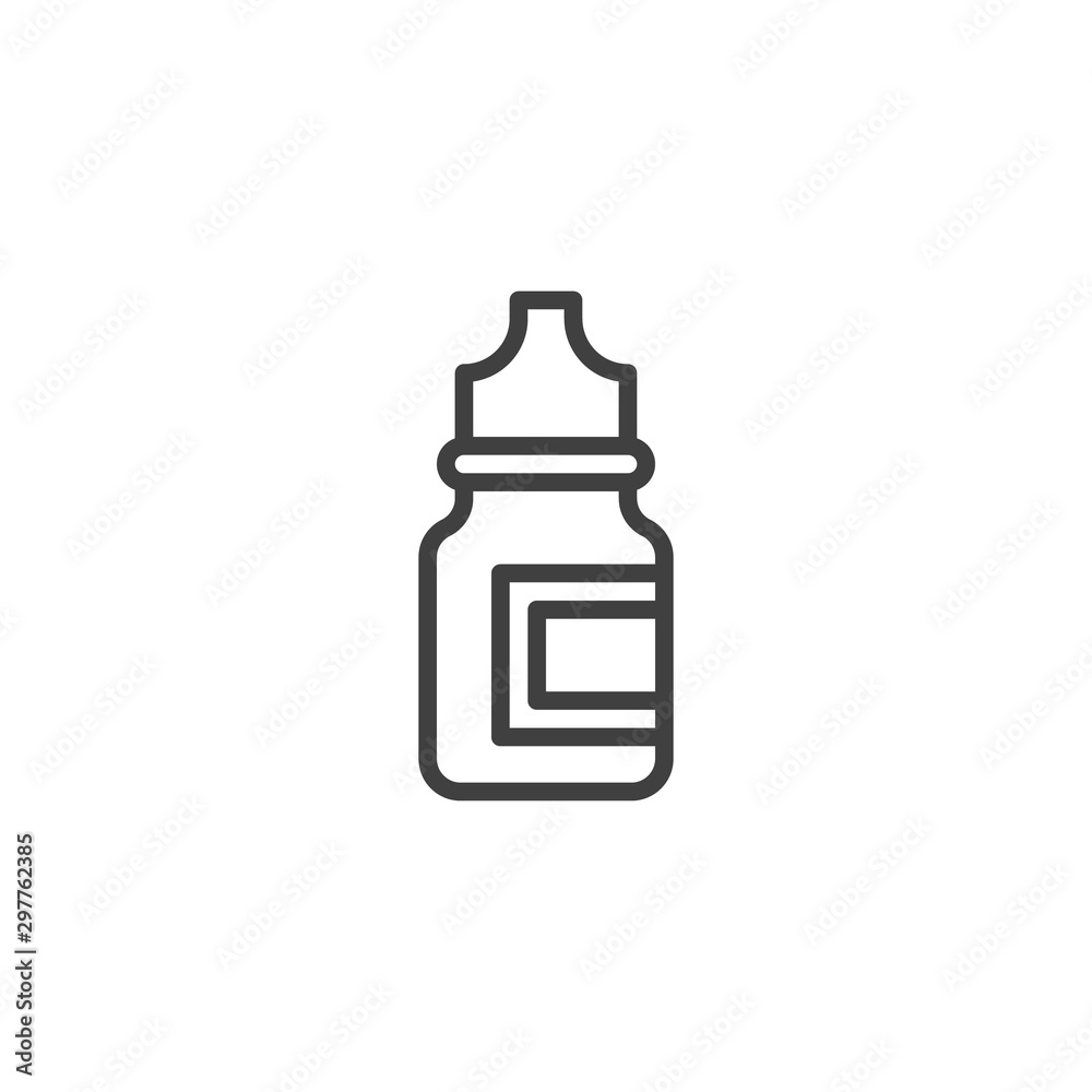 Obraz premium Nasal spray bottle line icon. linear style sign for mobile concept and web design. Eye drops bottle outline vector icon. Symbol, logo illustration. Vector graphics