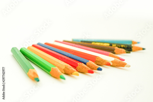 color pencils for education on white background