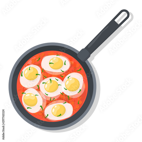 Cooking shakshuka in frying pan
