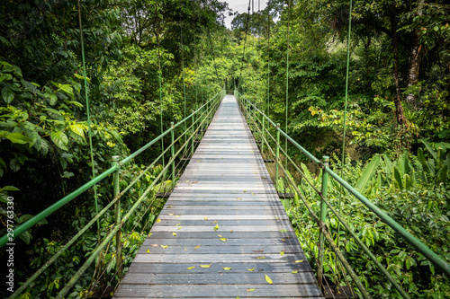 Fototapeta Naklejka Na Ścianę i Meble -  Hanging bridge at Sarapiqui jungle, Costa Rica. 