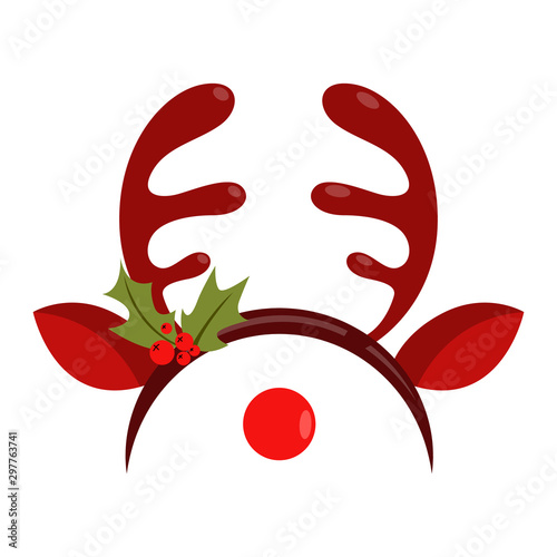 Vector holiday icon of brown reindeer antlers