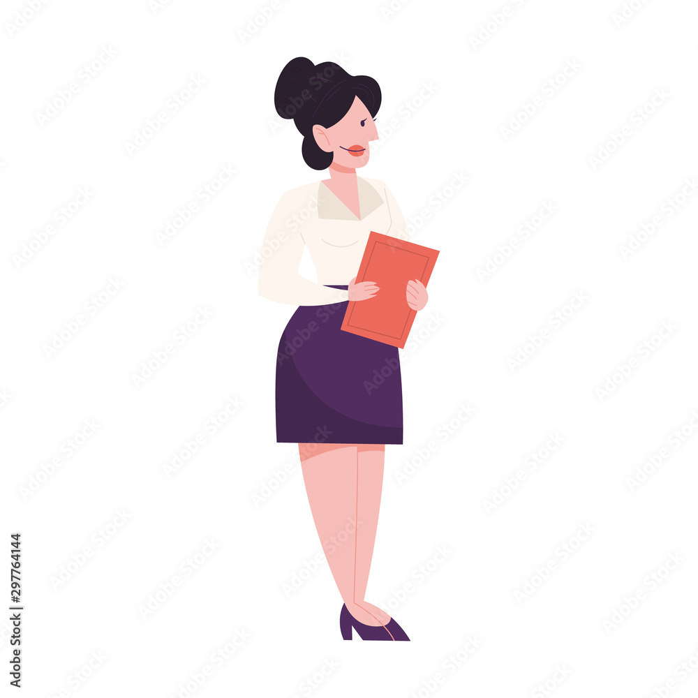 Businesswoman in a suit standing. Office worker Businesswoman in a suit standing. Office worker