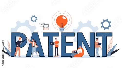 Patent concept illustration. Idea of start up, collaboration and success.