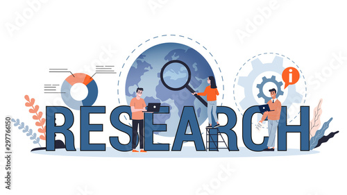 Business research concept web banner. Isolated vector illustration