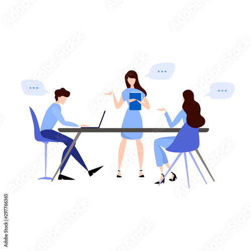 Discussion and brainstorming in team concept illustration