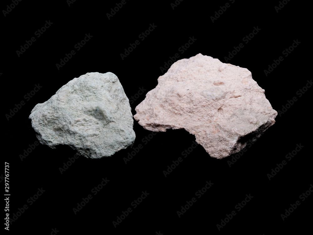 Zeolite natural raw stones on black background. Macro shot Zeolite natural raw stones on black background. Macro shot