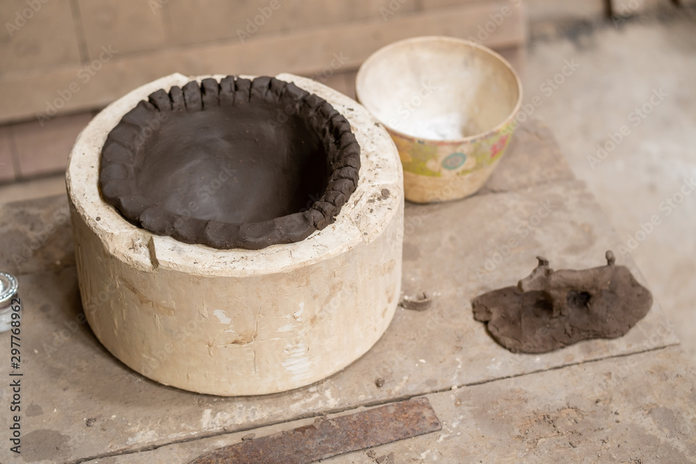 Clay in Clay Moulding Block Making in the Ceramics Factory Clay in Clay Moulding Block Making in the Ceramics Factory