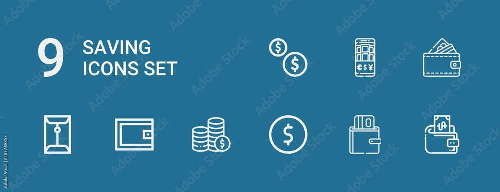 Editable 9 saving icons for web and mobile Editable 9 saving icons for web and mobile