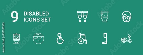 Editable 9 disabled icons for web and mobile