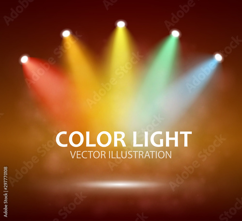 Spotlight on stage for your design. Colorful light.