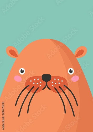 Cute beaver snout flat vector illustration