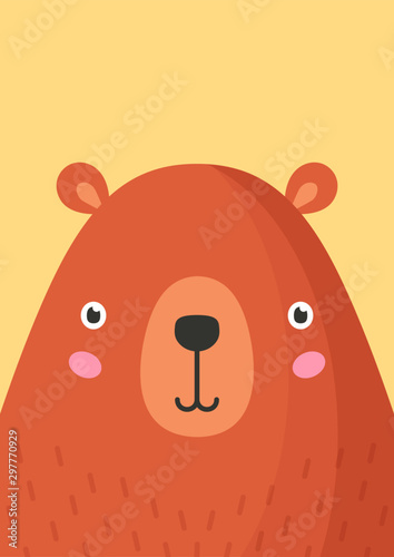 Cute bear snout flat vector illustration