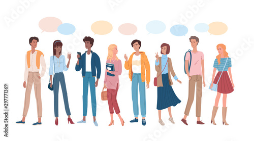 Young people group vector illustration