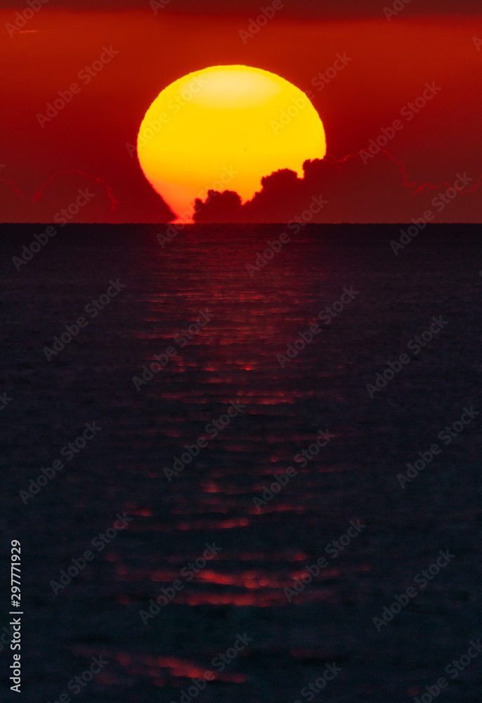 Colorful sunset or sunrise in the sea