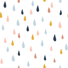 Crédence de cuisine Formes géométriques patrons Gouttes de pluie scandinaves multicolores  © AngellozOlga