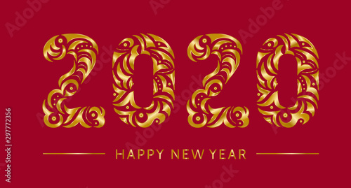 Happy 2020 new year gold vintage banner for your seasonal holidays