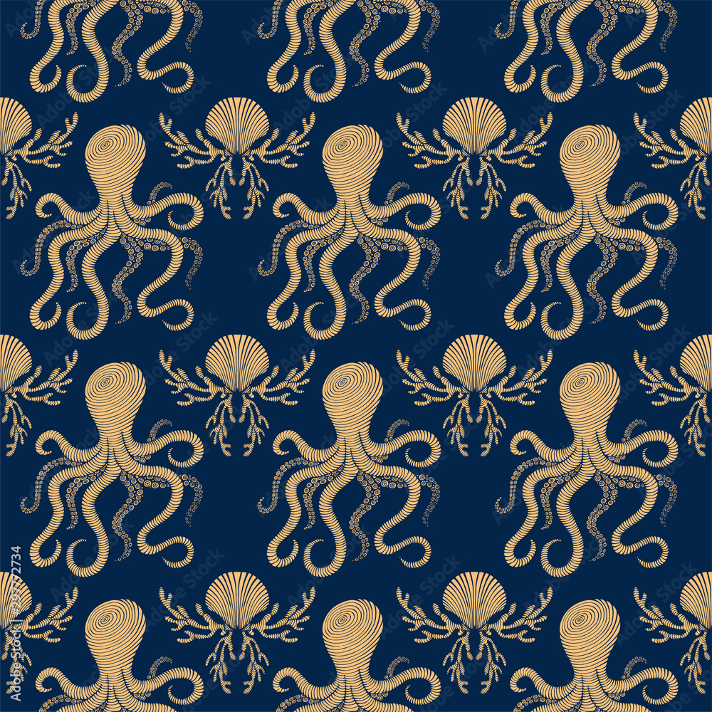 Vintage Linear Sea Creatures