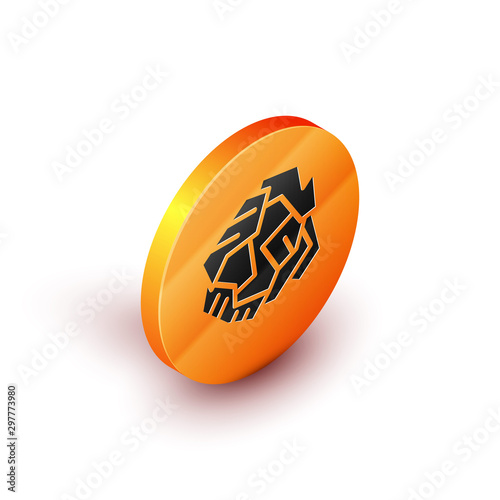 Isometric Crumpled paper ball icon isolated on white background. Orange circle button. Vector Illustration