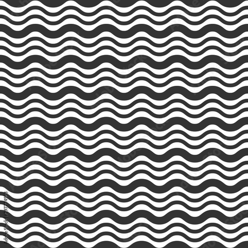 Wavy lines. seamless texture with white rolling lines on black background.