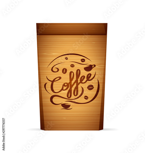 Vector packaging for coffee template with coffee and coffee cups for your design