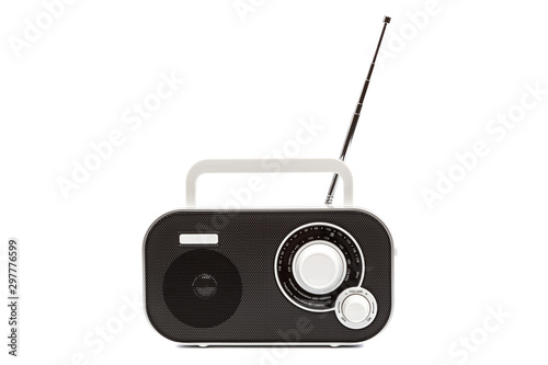 Stylish compact radio receiver isolated on white background