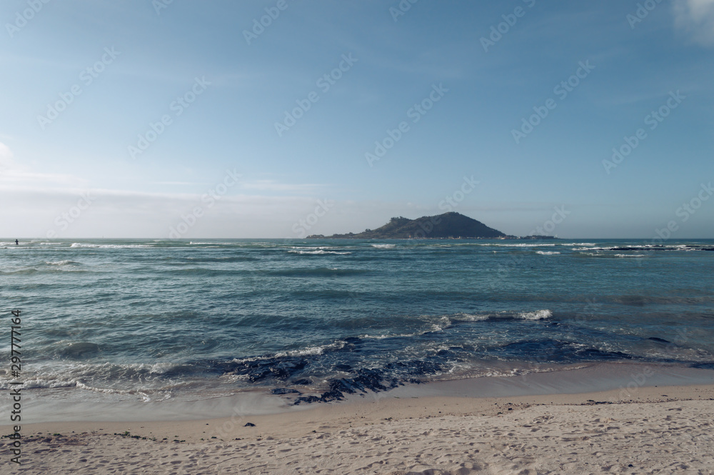 seascape of Geumneung beach with small Island view seascape of Geumneung beach with small Island view