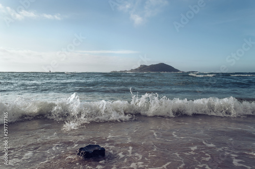 sea waves and island view from Geumneung  beach photo