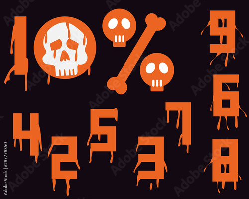 Set of numbers in HALLOWEEN Concept. Cute cartoon vector design photo