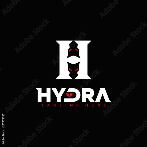 negative space letter H for Hydra logo design unique