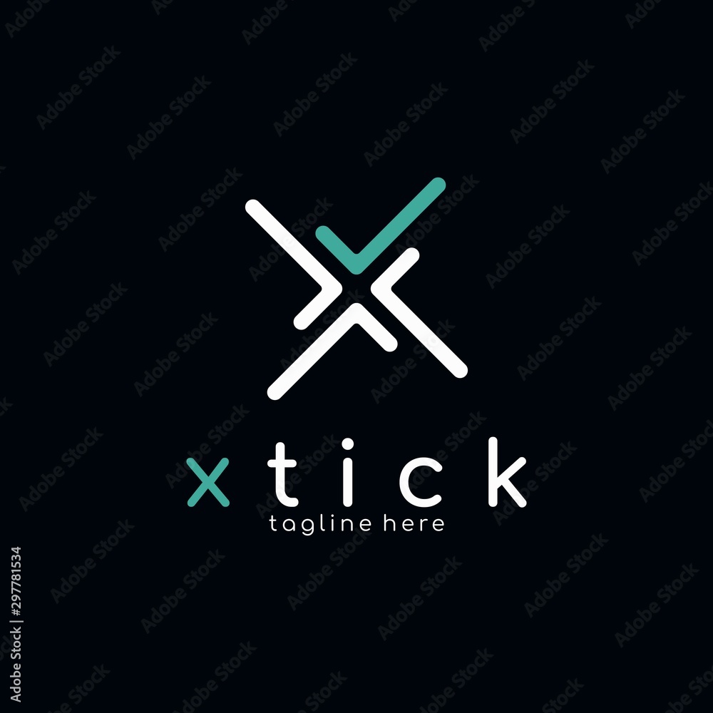 x tick modern logo design unique