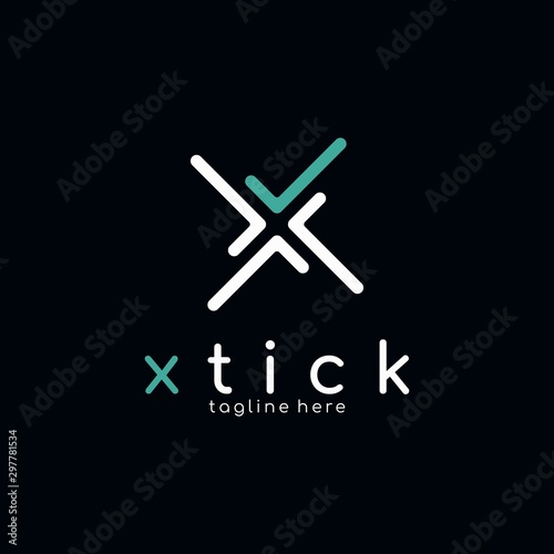 x tick modern logo design unique
