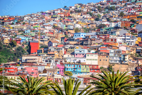 Colorful houses on a hill of Valparaiso, Chile photo