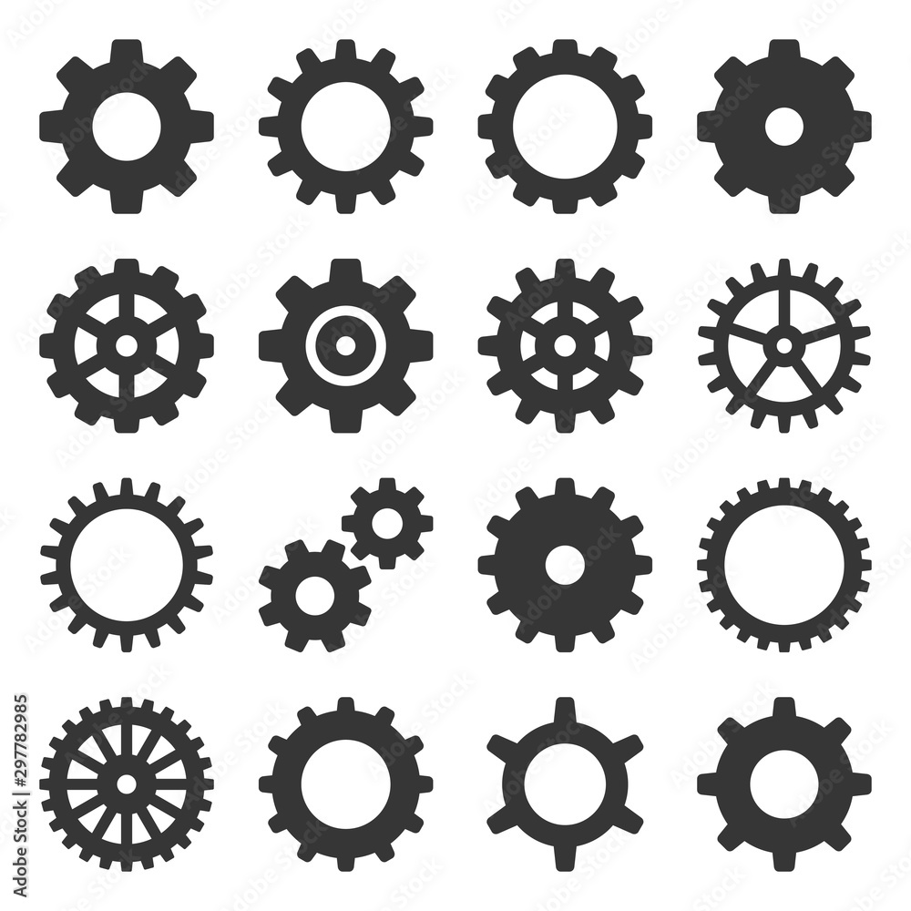 Gear Icons Set on White Background. Vector Gear Icons Set on White Background. Vector