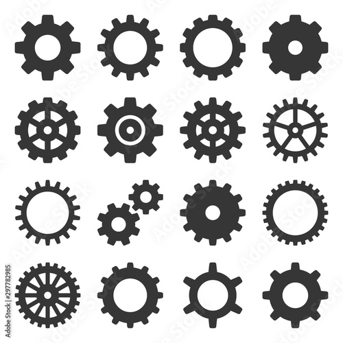 Gear Icons Set on White Background. Vector