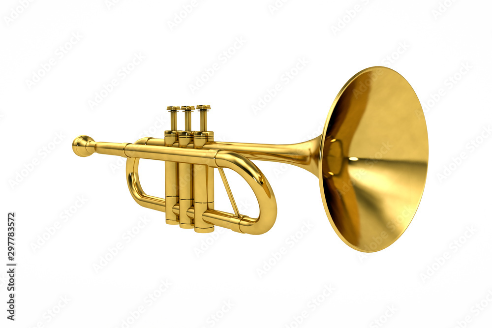 Obraz premium golden trumpet isolated on white background