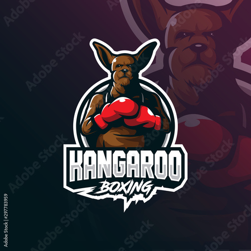 kangaroo mascot logo design vector with modern illustration concept style for badge, emblem and tshirt printing. angry kangaroo illustration.