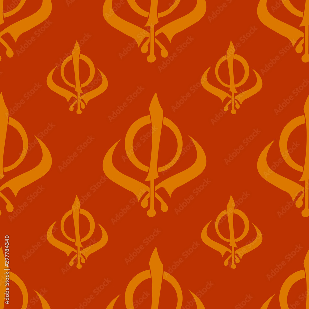 Seamless pattern with Sikh symbol Khanda Seamless pattern with Sikh symbol Khanda