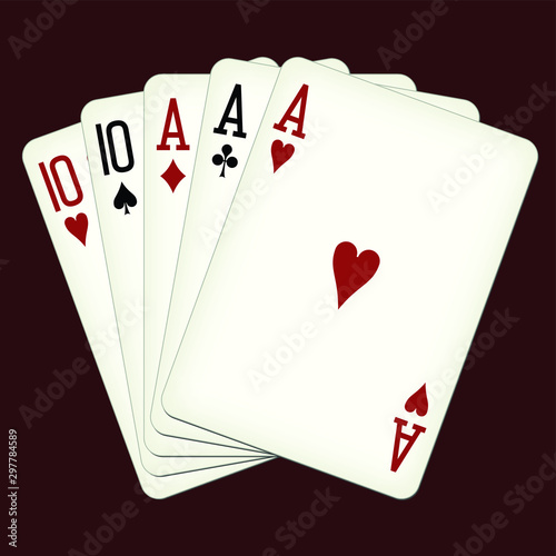 Full house - playing cards vector illustration
