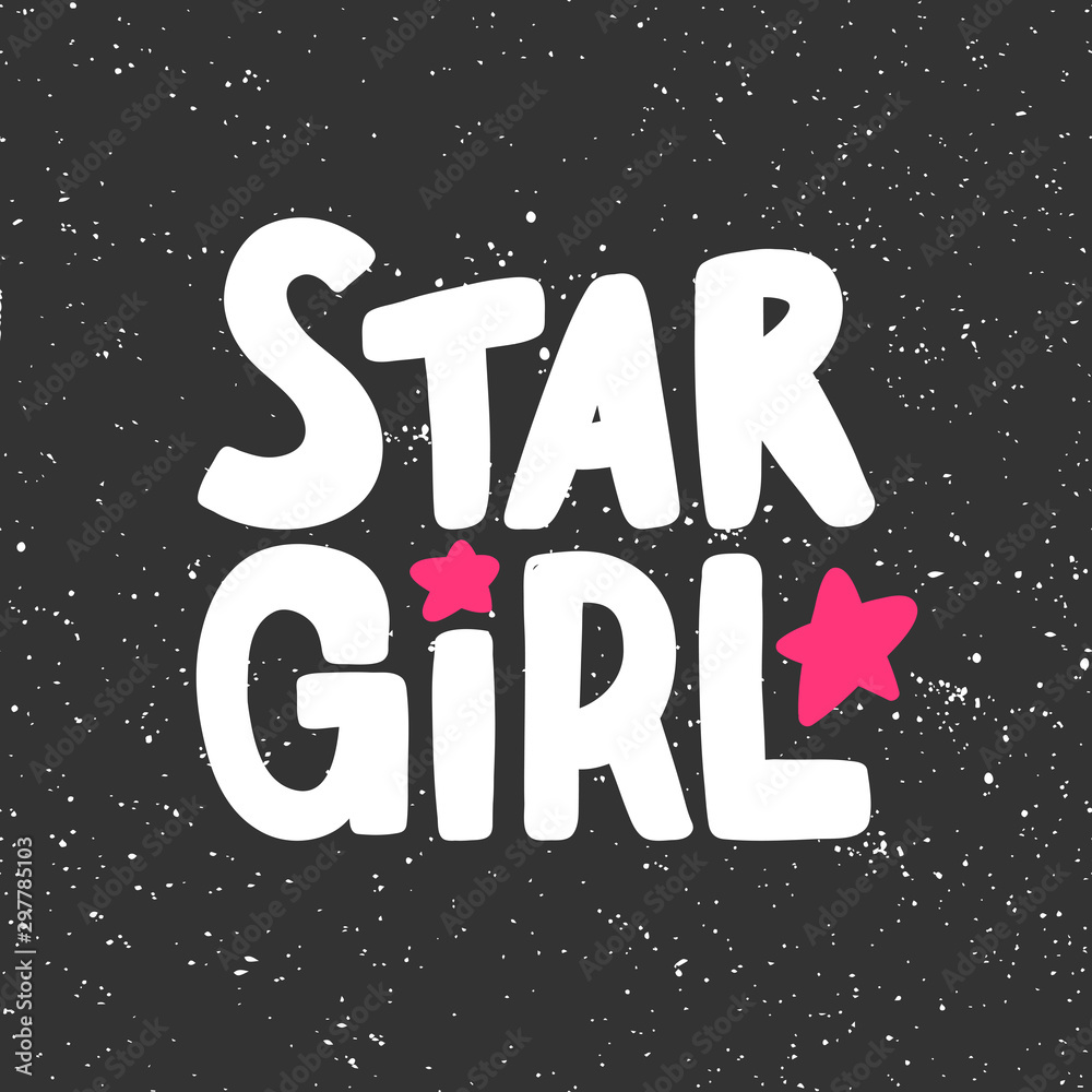 Star girl. Sticker for social media content. Vector hand drawn illustration design. Star girl. Sticker for social media content. Vector hand drawn illustration design.